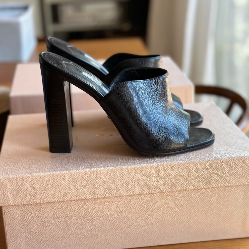 Prada stacked heeled mule